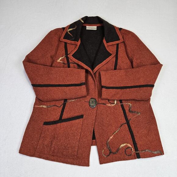 VTG Womens M Blazer Wool Jacket 80s Canvasbacks Abstract Art To Wear Lagenlook - Picture 2 of 16